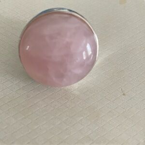 ROSE QUARTZ and Silver Cabochon Ring